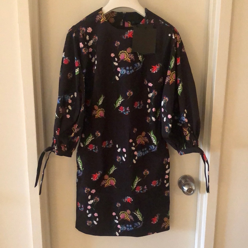 Cynthia Rowley iris floral tie sleeve dress